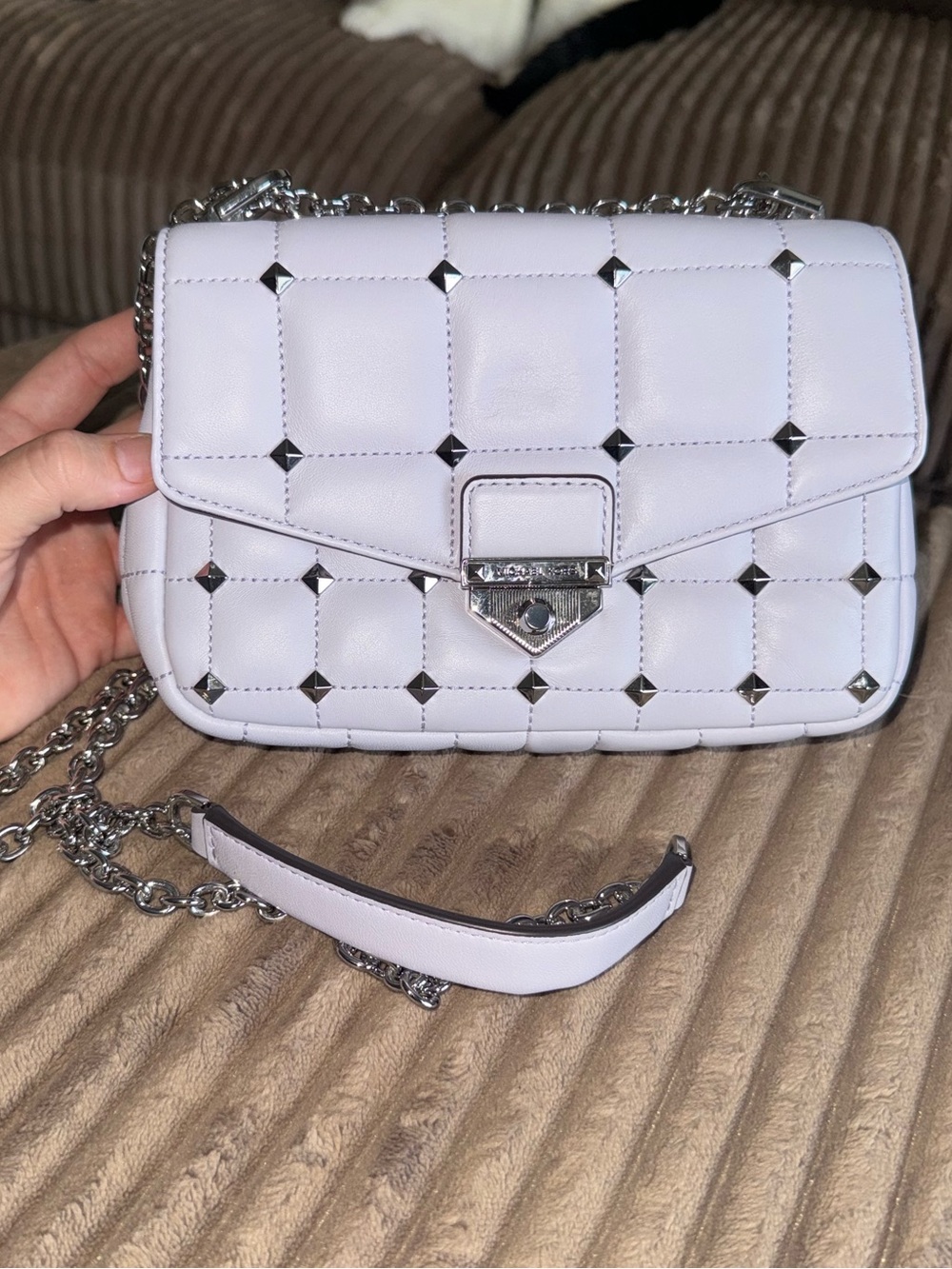 Michael Kors SoHo Quilted Stud Chain Shoulder Bag in Lavender